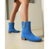 imageSHEMEE Faux Suede Mid Calf Boots for Women Chunky Low Heels Fashion Buckles Riding Booties Block Heel Matte Leather Fall Winter Shoes Pull OnBlue