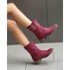 imageSHEMEE Faux Suede Mid Calf Boots for Women Chunky Low Heels Fashion Buckles Riding Booties Block Heel Matte Leather Fall Winter Shoes Pull OnBurgundy