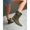 imageSHEMEE Faux Suede Mid Calf Boots for Women Chunky Low Heels Fashion Buckles Riding Booties Block Heel Matte Leather Fall Winter Shoes Pull OnDark Green
