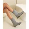 imageSHEMEE Faux Suede Mid Calf Boots for Women Chunky Low Heels Fashion Buckles Riding Booties Block Heel Matte Leather Fall Winter Shoes Pull OnGrey