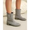 imageSHEMEE Faux Suede Mid Calf Boots for Women Chunky Low Heels Fashion Buckles Riding Booties Block Heel Matte Leather Fall Winter Shoes Pull OnGrey