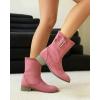 imageSHEMEE Faux Suede Mid Calf Boots for Women Chunky Low Heels Fashion Buckles Riding Booties Block Heel Matte Leather Fall Winter Shoes Pull OnPink