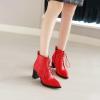 imageSHEMEE Womens Wingtip Block Heels Ankle Boots LaceUp Stacked Chunky Heel Booties Round Toe Short BootsRed With Zip