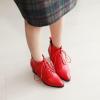 imageSHEMEE Womens Wingtip Block Heels Ankle Boots LaceUp Stacked Chunky Heel Booties Round Toe Short BootsRed With Zip