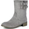 imageSHEMEE Faux Suede Mid Calf Boots for Women Chunky Low Heels Fashion Buckles Riding Booties Block Heel Matte Leather Fall Winter Shoes Pull OnGrey