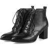 imageSHEMEE Womens Wingtip Block Heels Ankle Boots LaceUp Stacked Chunky Heel Booties Round Toe Short BootsBlack With Zip