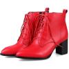 imageSHEMEE Womens Wingtip Block Heels Ankle Boots LaceUp Stacked Chunky Heel Booties Round Toe Short BootsRed With Zip