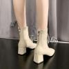 imageSHEMEE Womens Chunky Block Heels Ankle Boots Fashion GOGO Boots Round Square Toe Zip Up Booties High Heeled Dress ShoesBeige