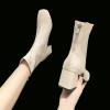 imageSHEMEE Womens Chunky Block Heels Ankle Boots Fashion GOGO Boots Round Square Toe Zip Up Booties High Heeled Dress ShoesBeige