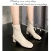 imageSHEMEE Womens Chunky Block Heels Ankle Boots Fashion GOGO Boots Round Square Toe Zip Up Booties High Heeled Dress ShoesBeige