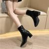 imageSHEMEE Womens Chunky Block Heels Ankle Boots Fashion GOGO Boots Round Square Toe Zip Up Booties High Heeled Dress ShoesBlack 01