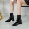 imageSHEMEE Womens Chunky Block Heels Ankle Boots Fashion GOGO Boots Round Square Toe Zip Up Booties High Heeled Dress ShoesBlack