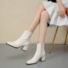 imageSHEMEE Womens Chunky Block Heels Ankle Boots Fashion GOGO Boots Round Square Toe Zip Up Booties High Heeled Dress ShoesWhite