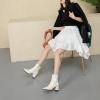 imageSHEMEE Womens Chunky Block Heels Ankle Boots Fashion GOGO Boots Round Square Toe Zip Up Booties High Heeled Dress ShoesWhite