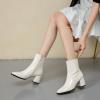 imageSHEMEE Womens Chunky Block Heels Ankle Boots Fashion GOGO Boots Round Square Toe Zip Up Booties High Heeled Dress ShoesWhite