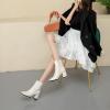imageSHEMEE Womens Chunky Block Heels Ankle Boots Fashion GOGO Boots Round Square Toe Zip Up Booties High Heeled Dress ShoesWhite
