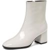 imageSHEMEE Womens Chunky Block Heels Ankle Boots Fashion GOGO Boots Round Square Toe Zip Up Booties High Heeled Dress ShoesWhite