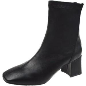 imageSHEMEE Womens Chunky Block Heels Ankle Boots Fashion GOGO Boots Round Square Toe Zip Up Booties High Heeled Dress ShoesBlack 01