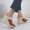 imageSHEMEE Womens Espadrille Mules Platform Wedges Closed Pointy Toe Mule Pumps Faux Suede Espadrilles Wedge Mules Slides Comfort High Heels Platform ShoesBrown With Furry Lined