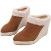 imageSHEMEE Womens Espadrille Mules Platform Wedges Closed Pointy Toe Mule Pumps Faux Suede Espadrilles Wedge Mules Slides Comfort High Heels Platform ShoesBrown With Furry Lined