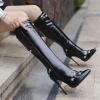 imageSHEMEE Knee High Boots Sexy Pointy Toe Stiletto High Heels Studded Punk Tall Boot Party Dressy Stripper Heels for WomenBlack
