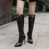 imageSHEMEE Knee High Boots Sexy Pointy Toe Stiletto High Heels Studded Punk Tall Boot Party Dressy Stripper Heels for WomenBlack