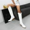 imageSHEMEE Western Cowboy Boots for Women Embroidered Chunky Heels Knee High Boots Block Mid Heel Cowgirl Tall BootsWhite