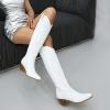 imageSHEMEE Western Cowboy Boots for Women Embroidered Chunky Heels Knee High Boots Block Mid Heel Cowgirl Tall BootsWhite