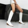 imageSHEMEE Western Cowboy Boots for Women Embroidered Chunky Heels Knee High Boots Block Mid Heel Cowgirl Tall BootsWhite