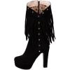 imageSHEMEE Womens Chunky High Heel Platform Mid Calf Boots Tassel Side Zipper Round Toe Boot ShoesBlack