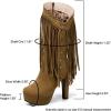 imageSHEMEE Womens Chunky High Heel Platform Mid Calf Boots Tassel Side Zipper Round Toe Boot ShoesBrown