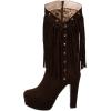 imageSHEMEE Womens Chunky High Heel Platform Mid Calf Boots Tassel Side Zipper Round Toe Boot ShoesDark Brown