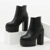 imageSHEMEE Womens Chunky High Heels Platform Chelsea Boots Block Heeled Ankle Booties with ZipperZipblack