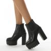 imageSHEMEE Womens Chunky High Heels Platform Chelsea Boots Block Heeled Ankle Booties with ZipperZipblack