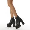 imageSHEMEE Womens Chunky High Heels Platform Chelsea Boots Block Heeled Ankle Booties with ZipperZipblack