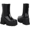 imageSHEMEE Womens Patent Leather Chelsea Boots Gothic Chunky Heel Platform High Heel Ankle BootiesBlack