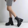 imageSHEMEE Womens Platform Chunky Ankle Boots Round Toe Lace Up Block High Heels Combat Booties Gothic ShoesBlack