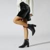 imageSHEMEE Womens Pointed Toe Chunky High Heels Ankle Booties Side Zipper Block Heeled Short BootsBlack Pu