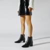 imageSHEMEE Womens Pointed Toe Chunky High Heels Ankle Booties Side Zipper Block Heeled Short BootsBlack Pu
