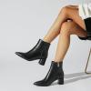 imageSHEMEE Womens Pointed Toe Chunky High Heels Ankle Booties Side Zipper Block Heeled Short BootsBlack Pu