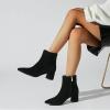 imageSHEMEE Womens Pointed Toe Chunky High Heels Ankle Booties Side Zipper Block Heeled Short BootsBlack Suede