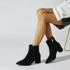 imageSHEMEE Womens Pointed Toe Chunky High Heels Ankle Booties Side Zipper Block Heeled Short BootsBlack Suede