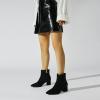 imageSHEMEE Womens Pointed Toe Chunky High Heels Ankle Booties Side Zipper Block Heeled Short BootsBlack Suede