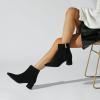 imageSHEMEE Womens Pointed Toe Chunky High Heels Ankle Booties Side Zipper Block Heeled Short BootsBlack Suede
