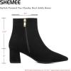 imageSHEMEE Womens Pointed Toe Chunky High Heels Ankle Booties Side Zipper Block Heeled Short BootsBlack Suede
