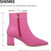 imageSHEMEE Womens Pointed Toe Chunky High Heels Ankle Booties Side Zipper Block Heeled Short BootsBrown