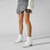 imageSHEMEE Womens Pointed Toe Chunky High Heels Ankle Booties Side Zipper Block Heeled Short BootsWhite Pu