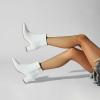 imageSHEMEE Womens Pointed Toe Chunky High Heels Ankle Booties Side Zipper Block Heeled Short BootsWhite Pu