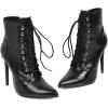 imageSHEMEE Womens Pointed Toe Stiletto High Heels Lace Up Ankle Booties with Side ZipperBlack