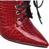 imageSHEMEE Womens Pointed Toe Stiletto High Heels Lace Up Ankle Booties with Side ZipperRed
